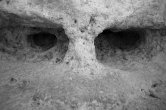 Eyes, face, Algar Seco rock formation, coloured rocks and underground caves, caves, shell