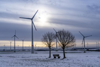 Wind farm, north of Lichtenau, self-proclaimed energy town, over 190 wind turbines and over 1200