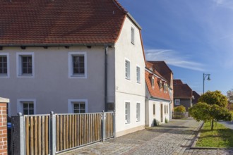 Historic development in Altriesa with farmhouses, Riesa, Saxony, Germany, Europe