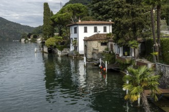 Villa on the lake, near Morcote, Lake Lugano, Lago di Lugano, Canton Ticino, Switzerland, Europe