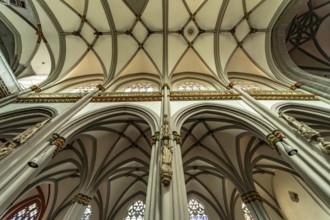 Ceiling and columns in the interior of St Viktor's Catholic Church in Xanten, Lower Rhine, North