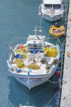 Fishing boats, Livadia, Tilos Island, Dodecanese Islands, Greece, Europe