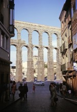 Roman aqueduct Segovia, Castile and León region, Spain 1964