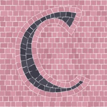 Mosaic tiles letter C. EPS 10 editable flat design vector seamless horizontal pattern