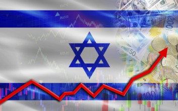 Israel economic growth on financial graph. Israel financial growth on market graph