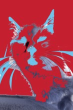 Michas Cats, art, mixed media, artist Michael Preyer, abstract cat portrait, portrait, cat head,