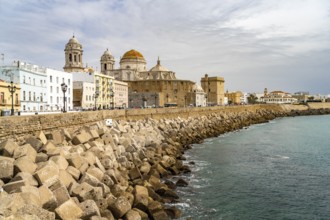 Waterfront and the Cathedral of Cádiz, Andalusia, Spain, Europe
