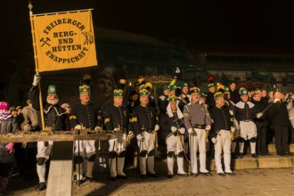 Miners pay their respects on the Schlossplatz