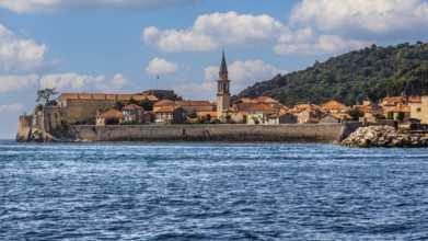 View of the old town centre of Budva, Montenegro, Budva, Montenegro, Europe