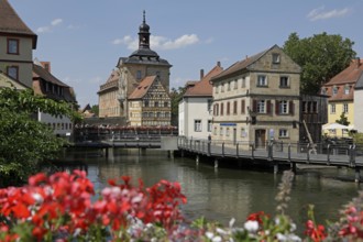 Old Town Hall, Regnitz, Houses, Bamberg, Upper Franconia, Bavaria, Germany, Europe