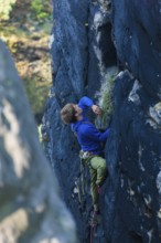 Climbers in the Schrammstein area in Saxon Switzerland