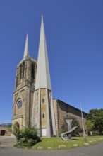 Modern St. Johannis Church with pointed twin towers, Johanniskirche, Würzburg, Lower Franconia,