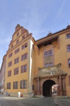 Entrance with portal to the Old University, Renaissance, old, archway, Würzburg, Lower Franconia,