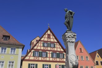 Germany, Middle Franconia, town of Weissenburg, fountain figure, Luitpold of Bavaria, in the