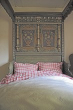 Bedroom in the Henneberg Open Air Museum near Veßra Monastery, Hildburghausen County, Thuringia,