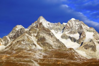 Obergabelhorn, 4063 m, Zinalrothorn, 4221 m, Valais Alps, Valais, Switzerland, Europe