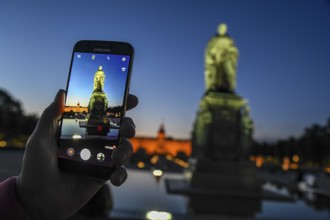 Monument of the Grand Duke Karl Friedrich von Badenon the display of the mobile phone,