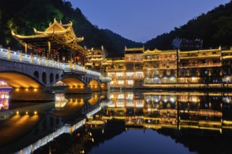 Chinese tourist attraction destination, Feng Huang Ancient Town (Phoenix Ancient Town) on Tuo Jiang