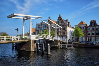 Gravestenenbrug bridge on Spaarne river in Haarlem, Netherlands