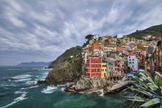 Riomaggiore village popular tourist destination in Cinque Terre National Park a UNESCO World