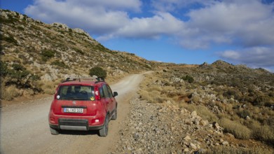 Red Panda 4x4, track, off-road track, off-road, Machia, rocks, blue sky with white clouds, Rodopou