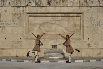 ATHENS, GREECE, MAY 20, 2010: Changing of the presidential guard Evzones in front of the Monument