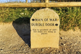 Signposts to Man of War and Durdle Door, Coastal Path, Long Distance Footpath, Dorset, England,