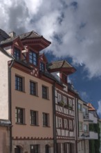 Historic roof lift bay windows, Geiersberg 15 and 17, Nuremberg, Middle Franconia, Bavaria,