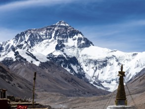 Mt Everest, view from Rongbuk monastery to summit, Tibet, China, Asia