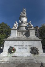 Monumental statue of Christopher Columbus, erected in 1884, Piazza Acquaverde, Genoa, Italy, Europe