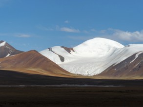 Mountain landscape and snowfields in the highlands of Tibet, China, Asia