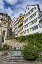 The George Fountain on the Klosterberg in the old town of Tübingen, Baden-Württemberg, Germany,