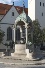 St. Mang Fountain, executed in 1905 by the sculptor Georg Wrba, Kempten (Allgäu), Bavaria, Germany,