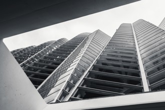 Architecture and buildings in Black and White over City of Arts and Sciences in Valencia, Spain,