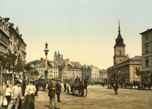 Faubourg de Cracow in Warsaw, Poland, c. 1890, Historic, digitally enhanced reproduction of a