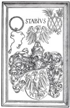 The coat of arms of Johann Stabius, woodcut by Albrecht Dürer, historical, digitally improved