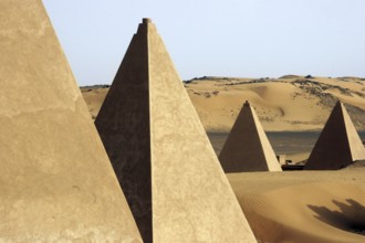 Pyramids of Meroe, Begarawiyah in the Nubian desert of Sudan, North Africa