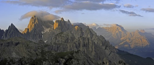 The mountain range Cadini di Misurina in the Dolomites, Italy, Europe