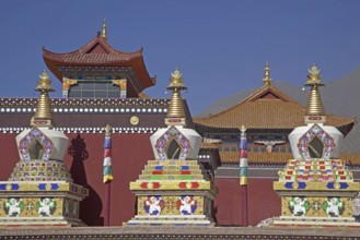 The Sengze Gyanak Mani wall, the longest wall of prayer wheels in the world, along the