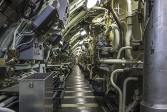 Interior of the Redoutable, first SSBN ballistic missile submarine of the French Navy at the Cité