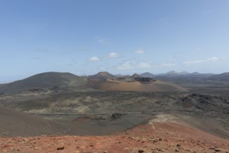 Volcanic landscape in Timanfaya National Park, Lanzarote, Canary Islands, Spain, Europe