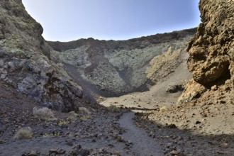 Volcanic crater of Caldera de Los Cuervos volcano, Tias, Lanzarote, Canary Islands, Spain, Europe