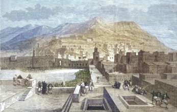 The Great Square in Tetuan, Tétouan, 1869, Morocco, Historic, digitally restored reproduction of an