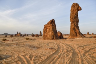 Mystic rock formations, Gharameel, AlUla region, Medina province, Saudi Arabia, Arabian Peninsula,