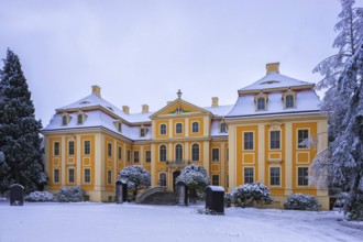 Winter at Rammenau Baroque Palace, Rammenau Palace in Rammenau near Bischofswerda in the district