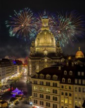 Fireworks behind the Church of Our Lady at the Dresden City Festival