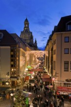 Christmas market in the Münzgasse in Dresden's Old Town in the immediate vicinity of the Church of