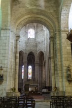 Ebreuil village, Saint-Leger benedictine abbey, abbey church from the 10th century, Allier