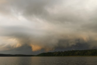 Storm over a lake in Mecklenburg, Müritz National Park, Mecklenburg-Western Pomerania, Germany,