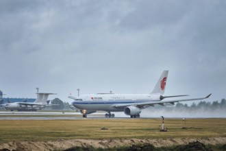 MINSK, BELARUS, JUNE 15, 2018: Air China flight Airbus A330-200 plane taking off on runway in